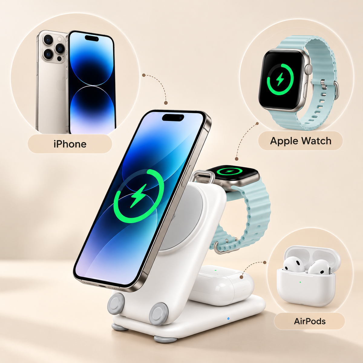 FoldMag PRO: 3 IN 1 Wireless Charger
