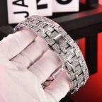 Luxury Men’s Crystal-Set Quartz Watch – Stainless Steel Edition
