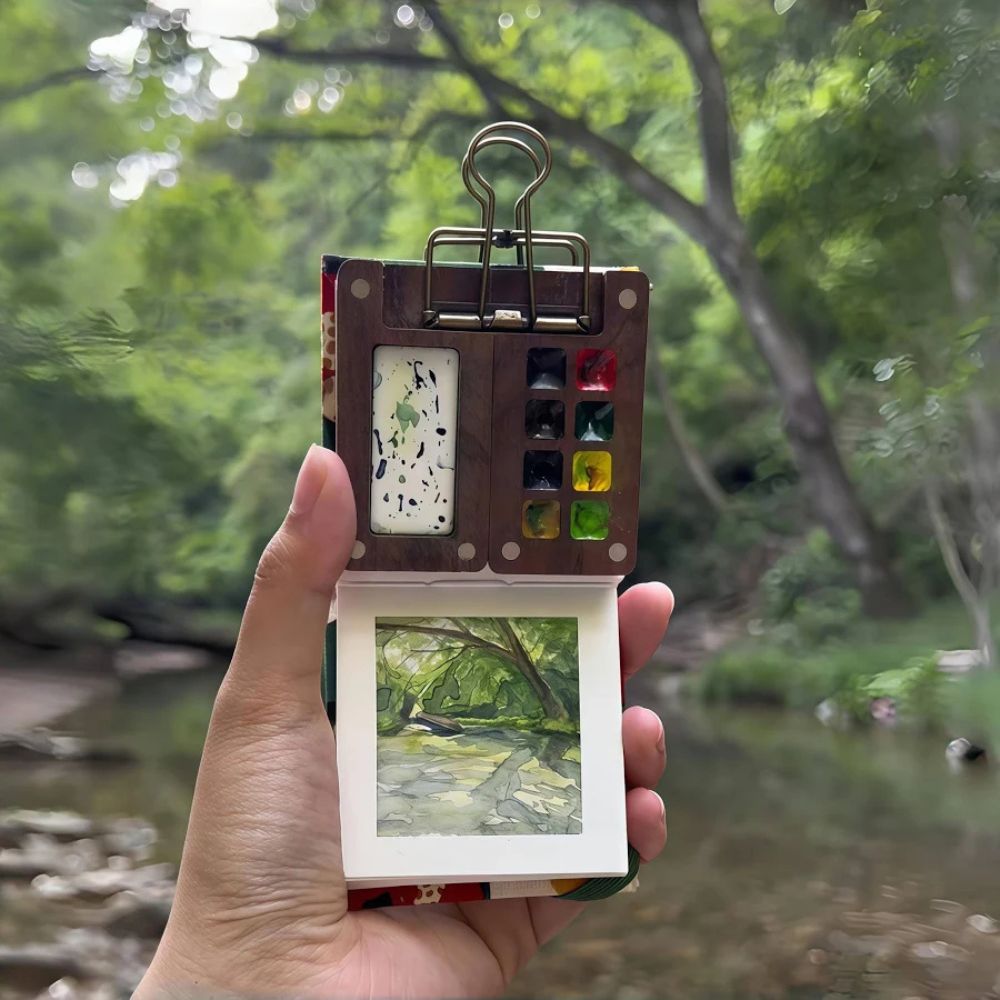 Mini Wooden Watercolor Palette