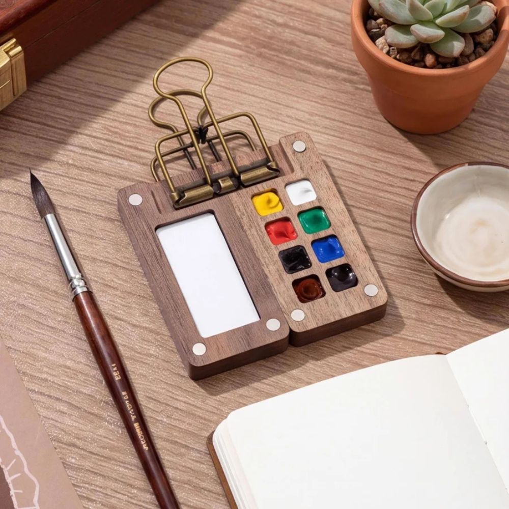 Mini Wooden Watercolor Palette