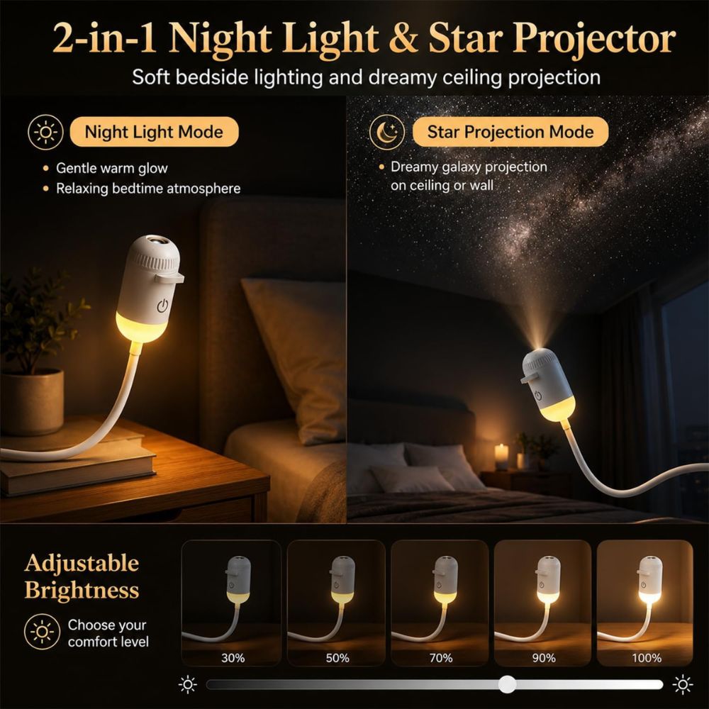 2 IN 1 Galaxy Starry Night Light